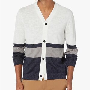 Theory Men’s Laures Linen Striped Laures Cardigan – Lightweight Luxury Layer XL